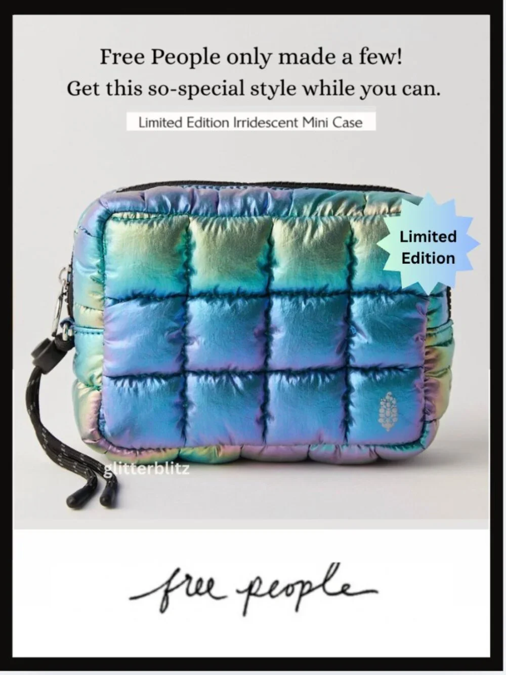 Free People Limited Edition Irridescent Quilted Carryall Mini Case in Nebula